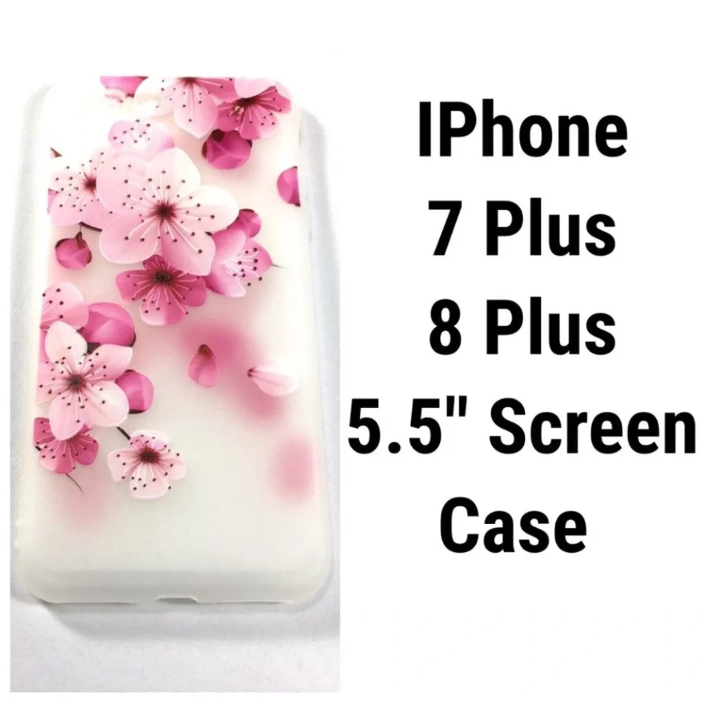 NEW iPhone 8P 7P 8 Plus 7 Plus Case Cover Pink Floral Clear